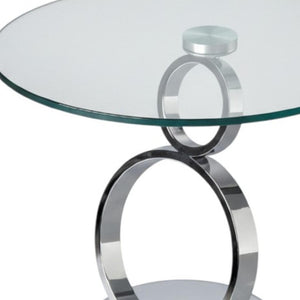 HomeRoots 21" Modern Glass and Silver Metal Pedestal End Table - Stylish Accent for Living Spaces & Offices 554647