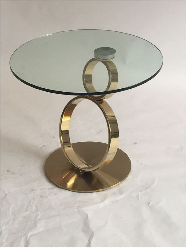 HomeRoots 21" Clear Glass & Gold Metal Pedestal End Table - Modern Accent for Living Room, Bedroom & Office 554648