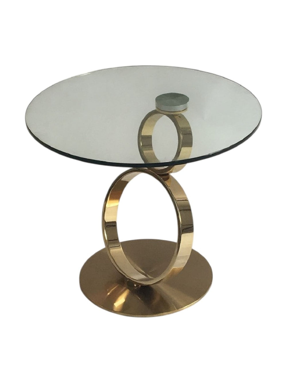 HomeRoots 21" Clear Glass & Gold Metal Pedestal End Table - Modern Accent for Living Room, Bedroom & Office 554648