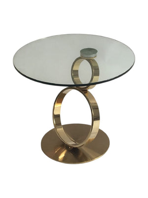 HomeRoots 21" Clear Glass & Gold Metal Pedestal End Table - Modern Accent for Living Room, Bedroom & Office 554648