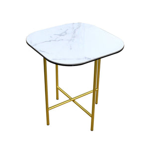 HomeRoots 22" Contemporary White and Gold Ceramic Square End Table – Elegant Design for Small Spaces 554651