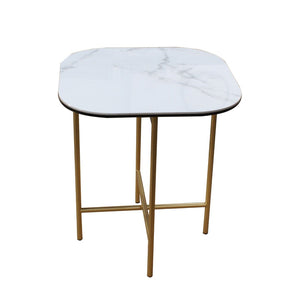 HomeRoots 22" Contemporary White and Gold Ceramic Square End Table – Elegant Design for Small Spaces 554651