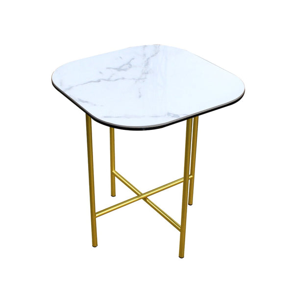 HomeRoots 22" Contemporary White and Gold Ceramic Square End Table – Elegant Design for Small Spaces 554651