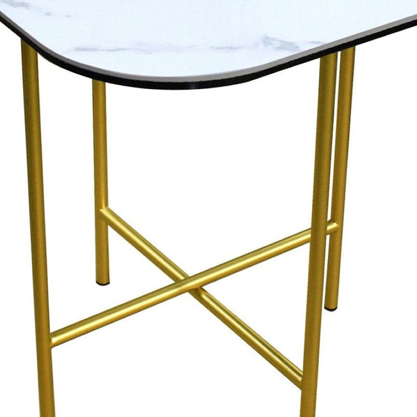 HomeRoots 22" Contemporary White and Gold Ceramic Square End Table – Elegant Design for Small Spaces 554651
