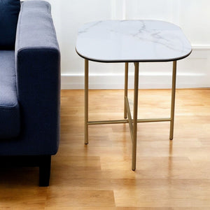 HomeRoots 22" Contemporary White and Gold Ceramic Square End Table – Elegant Design for Small Spaces 554651