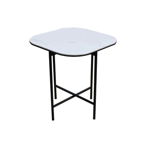 HomeRoots 22" Stylish White Ceramic and Black Metal Square End Table for Modern Living Spaces and Décor 554652