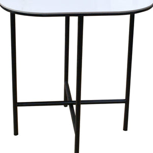 HomeRoots 22" Stylish White Ceramic and Black Metal Square End Table for Modern Living Spaces and Décor 554652