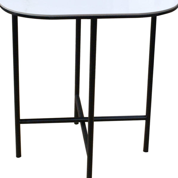 HomeRoots 22" Stylish White Ceramic and Black Metal Square End Table for Modern Living Spaces and Décor 554652