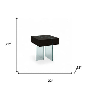 HomeRoots 22" Contemporary Black and Clear Glass Sled End Table - Stylish Accent for Modern Spaces 554656