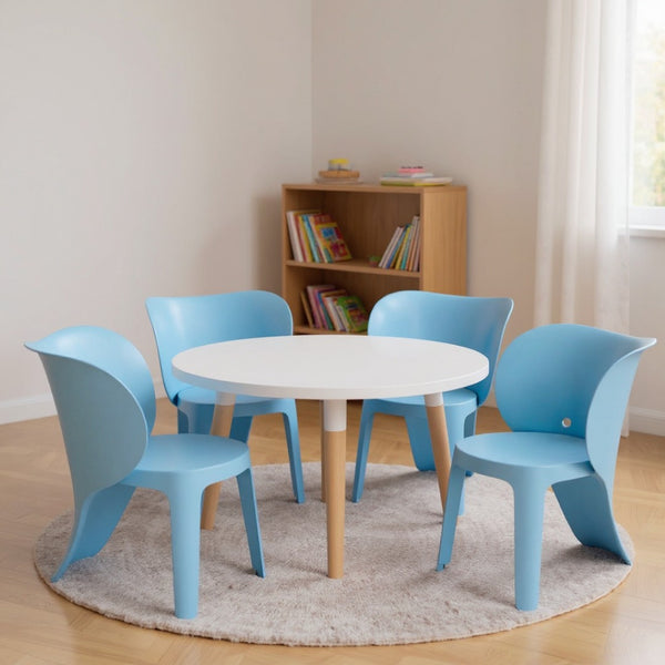 HomeRoots Set of Four Blue Heavy-Duty Juvenile Chairs - Durable, Easy-Clean, and Perfect for Kids' Spaces! 554657