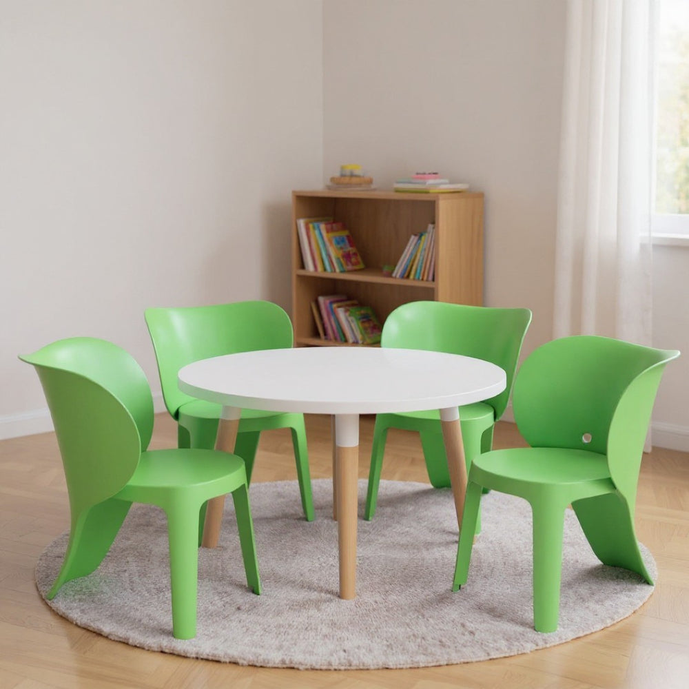 HomeRoots Set of Four Green Heavy-Duty Plastic Chairs - Perfect for Kids’ Playrooms, Classrooms & Daycares! 554658