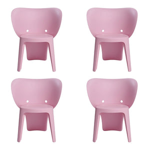 HomeRoots Set of Four Pink Heavy-Duty Kids Chairs - Durable, Lightweight, Easy-Clean Seating for Playrooms & More 554659