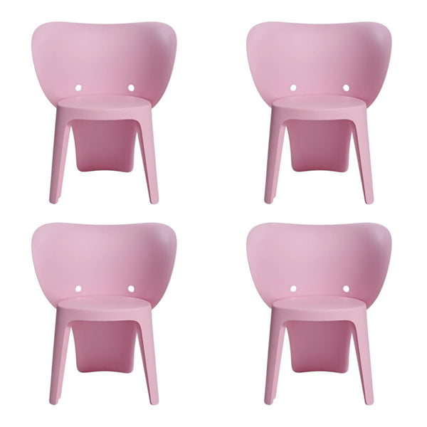 HomeRoots Set of Four Pink Heavy-Duty Kids Chairs - Durable, Lightweight, Easy-Clean Seating for Playrooms & More 554659