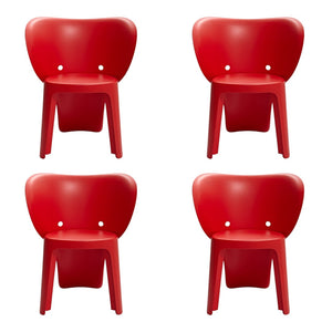 HomeRoots Set of Four Red Heavy-Duty Plastic Juvenile Chairs - Stylish, Durable, Easy-Clean Seating for Kids 554660