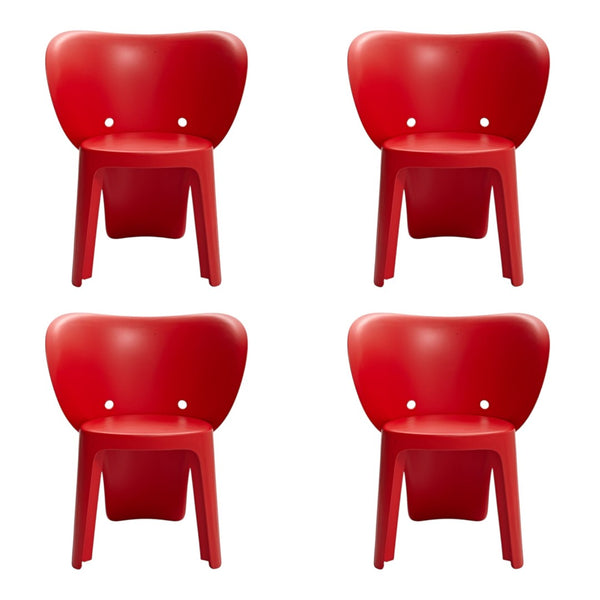 HomeRoots Set of Four Red Heavy-Duty Plastic Juvenile Chairs - Stylish, Durable, Easy-Clean Seating for Kids 554660