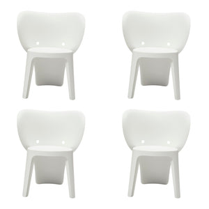 HomeRoots Set of Four White Heavy-Duty Plastic Juvenile Chairs for Playrooms, Classrooms & Comfort Use 554661