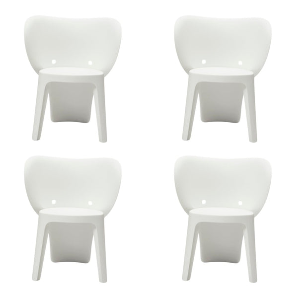 HomeRoots Set of Four White Heavy-Duty Plastic Juvenile Chairs for Playrooms, Classrooms & Comfort Use 554661
