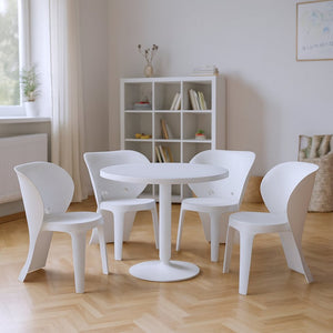 HomeRoots Set of Four White Heavy-Duty Plastic Juvenile Chairs for Playrooms, Classrooms & Comfort Use 554661
