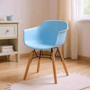 HomeRoots Set of Four Durable Blue and Brown Juvenile Side Chairs for Playrooms, Classrooms & More! 554662