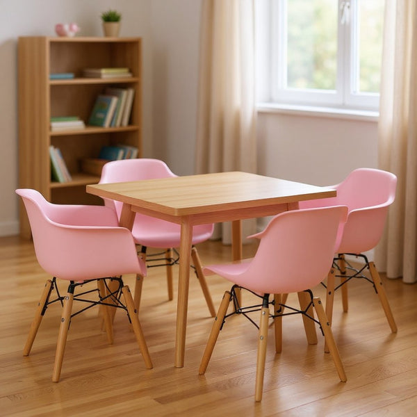 HomeRoots Set of Four Colorful Plastic and Wood Side Chairs for Kids' Rooms - Durable, Stylish, and Fun! 554663