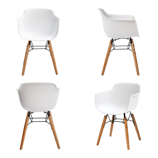 HomeRoots Set of Four Durable White and Brown Juvenile Side Chairs for Kids - Modern, Safe, Easy to Clean 554664