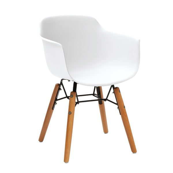 HomeRoots Set of Four Durable White and Brown Juvenile Side Chairs for Kids - Modern, Safe, Easy to Clean 554664
