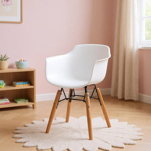 HomeRoots Set of Four Durable White and Brown Juvenile Side Chairs for Kids - Modern, Safe, Easy to Clean 554664