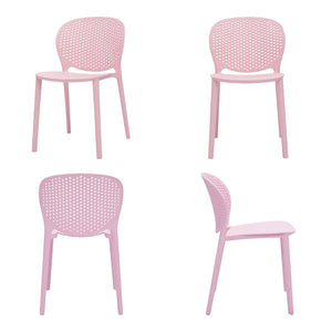 HomeRoots Set of Four Pink Heavy-Duty Plastic Chairs for Kids – Cheerful Seating for Playrooms & Classrooms 554665