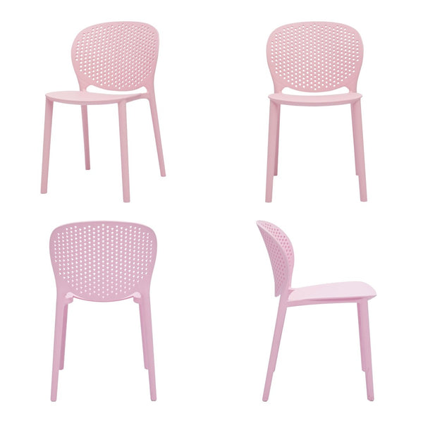 HomeRoots Set of Four Pink Heavy-Duty Plastic Chairs for Kids – Cheerful Seating for Playrooms & Classrooms 554665