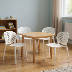 HomeRoots Set of Four Durable White Plastic Juvenile Chairs - Lightweight, Modern, Perfect for Kids' Spaces! 554666