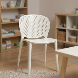 HomeRoots Set of Four Durable White Plastic Juvenile Chairs - Lightweight, Modern, Perfect for Kids' Spaces! 554666