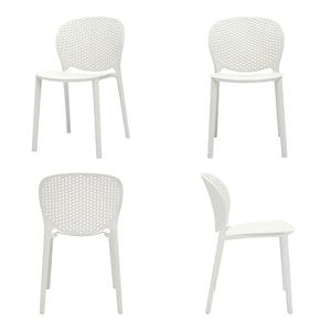 HomeRoots Set of Four Durable White Plastic Juvenile Chairs - Lightweight, Modern, Perfect for Kids' Spaces! 554666