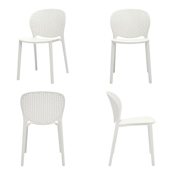 HomeRoots Set of Four Durable White Plastic Juvenile Chairs - Lightweight, Modern, Perfect for Kids' Spaces! 554666