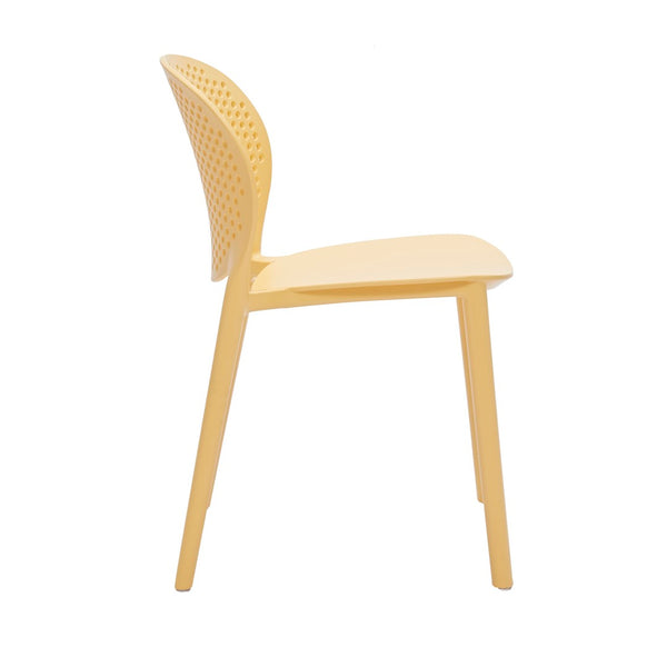 HomeRoots Set of Four Yellow Heavy-Duty Plastic Chairs for Kids - Durable, Lightweight, and Easy to Clean! 554667