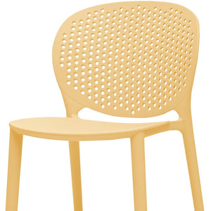 HomeRoots Set of Four Yellow Heavy-Duty Plastic Chairs for Kids - Durable, Lightweight, and Easy to Clean! 554667