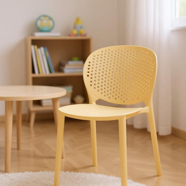 HomeRoots Set of Four Yellow Heavy-Duty Plastic Chairs for Kids - Durable, Lightweight, and Easy to Clean! 554667