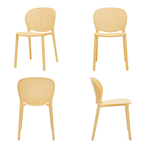 HomeRoots Set of Four Yellow Heavy-Duty Plastic Chairs for Kids - Durable, Lightweight, and Easy to Clean! 554667