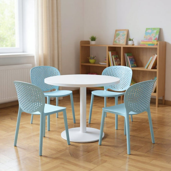 HomeRoots Set of Four Aqua Blue Heavy Duty Kids' Chairs - Durable, Easy-Clean Seating for Playrooms & Classrooms 554668