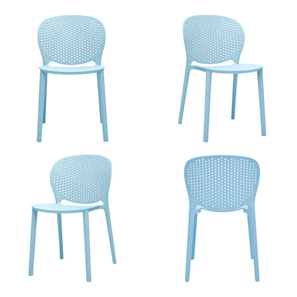 HomeRoots Set of Four Aqua Blue Heavy Duty Kids' Chairs - Durable, Easy-Clean Seating for Playrooms & Classrooms 554668