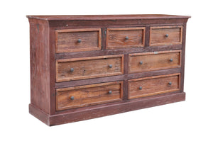 Homeroots 64" Brown Distressed Solid And Reclaimed Wood Seven Drawer Double Dresser  Solid Wood 554673