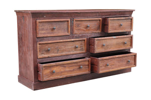 Homeroots 64" Brown Distressed Solid And Reclaimed Wood Seven Drawer Double Dresser  Solid Wood 554673