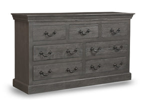 Homeroots 64" Gray Solid Wood Seven Drawer Double Dresser  Solid Wood 554674
