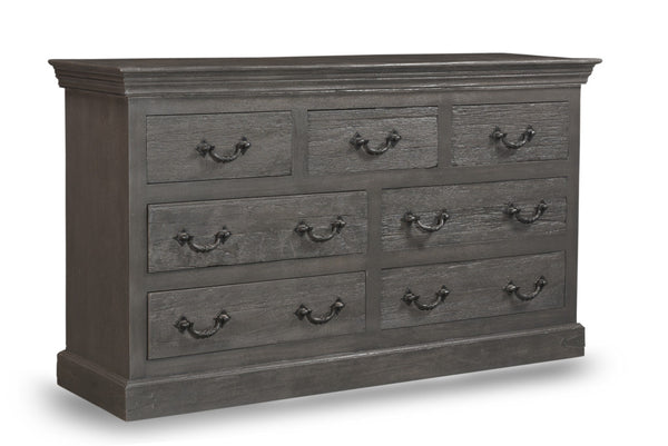 Homeroots 64" Gray Solid Wood Seven Drawer Double Dresser  Solid Wood 554674