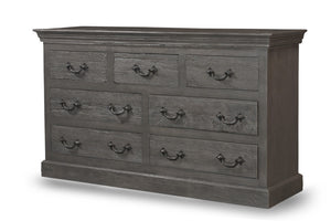 Homeroots 64" Gray Solid Wood Seven Drawer Double Dresser  Solid Wood 554674