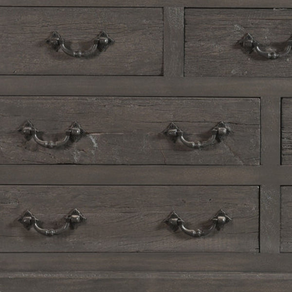 Homeroots 64" Gray Solid Wood Seven Drawer Double Dresser  Solid Wood 554674