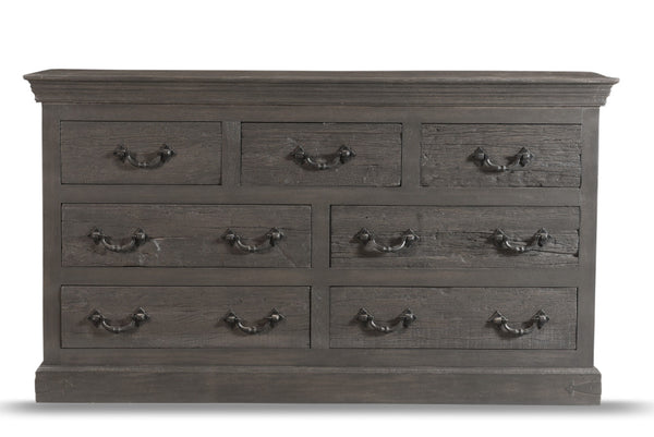 Homeroots 64" Gray Solid Wood Seven Drawer Double Dresser  Solid Wood 554674