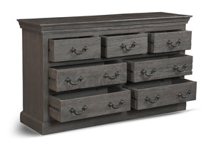 Homeroots 64" Gray Solid Wood Seven Drawer Double Dresser  Solid Wood 554674