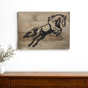 Homeroots 19" Black And Brown Horse Wooden Dimensional Sculpture - Modern Wall Art For Stylish Home Decor  Solid Wood 554676