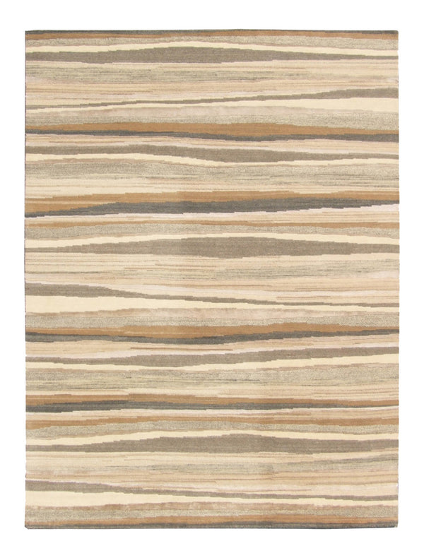 Homeroots 5' X 8' Beige And Brown Wool Striped Hand Loomed Area Rug  Wool 554682