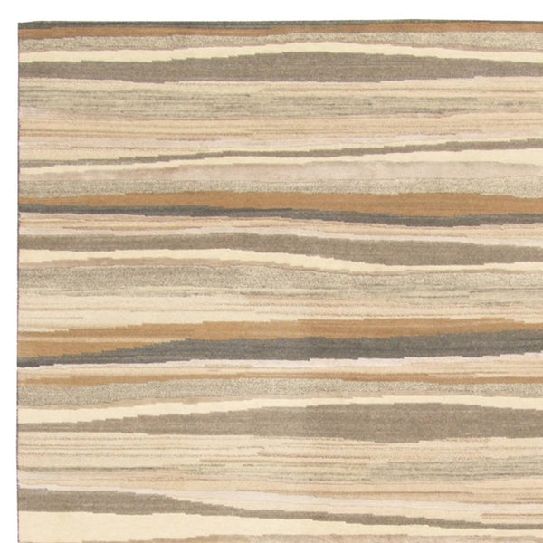 Homeroots 5' X 8' Beige And Brown Wool Striped Hand Loomed Area Rug  Wool 554682